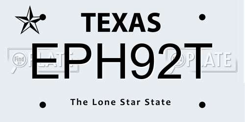 EPH92T Texas License Plate