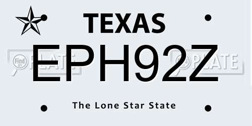EPH92Z Texas License Plate