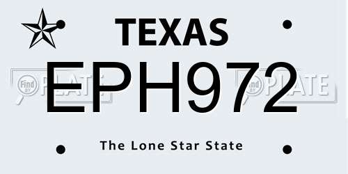 EPH972 Texas License Plate