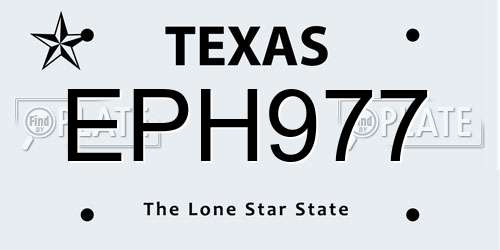 EPH977 Texas License Plate