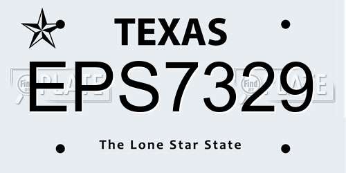 EPS7329 Texas License Plate