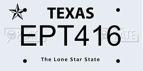 EPT416 Texas License Plate