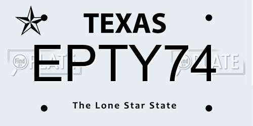 EPTY74 Texas License Plate