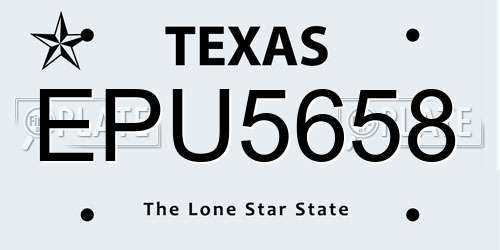 EPU5658 Texas License Plate