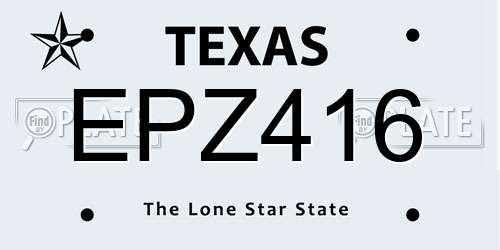 EPZ416 Texas License Plate