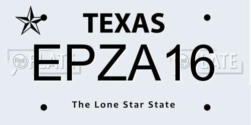EPZA16 Texas License Plate