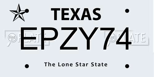 EPZY74 Texas License Plate