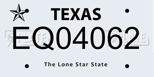 EQ04062 Texas License Plate