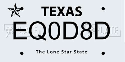 EQ0D8D Texas License Plate