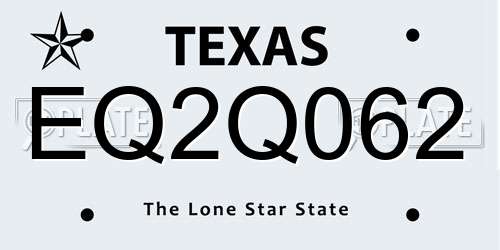 EQ2Q062 Texas License Plate