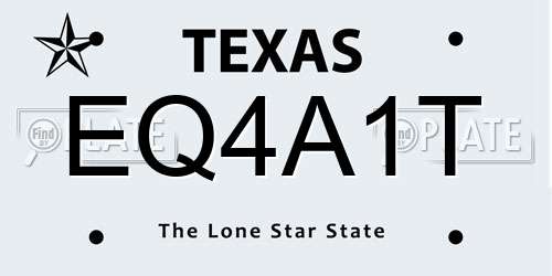 EQ4A1T Texas License Plate