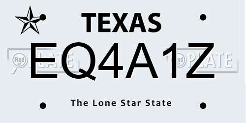 EQ4A1Z Texas License Plate