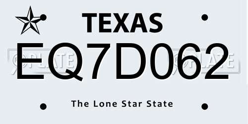 EQ7D062 Texas License Plate