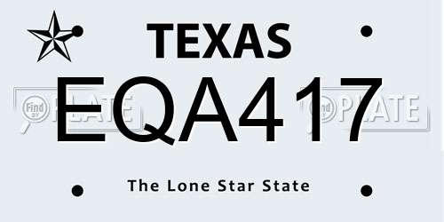 EQA417 Texas License Plate