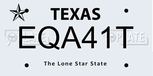 EQA41T Texas License Plate