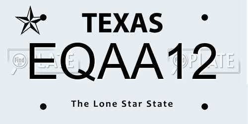 EQAA12 Texas License Plate