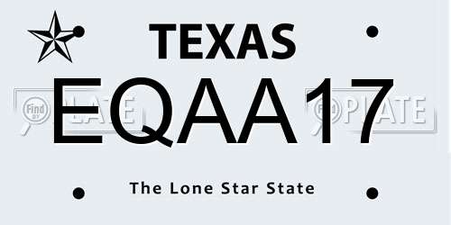 EQAA17 Texas License Plate