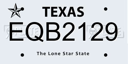 EQB2129 Texas License Plate