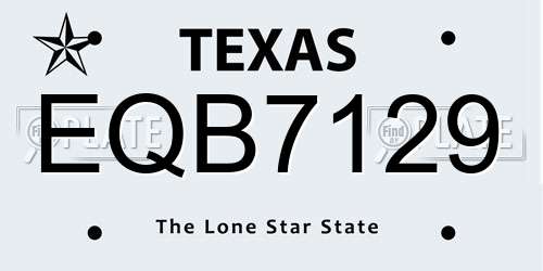 EQB7129 Texas License Plate
