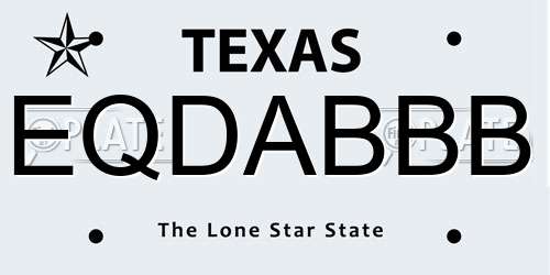 EQDABBB Texas License Plate