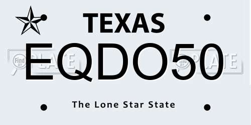 EQDO50 Texas License Plate