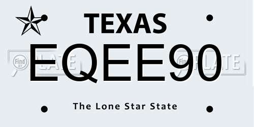EQEE90 Texas License Plate