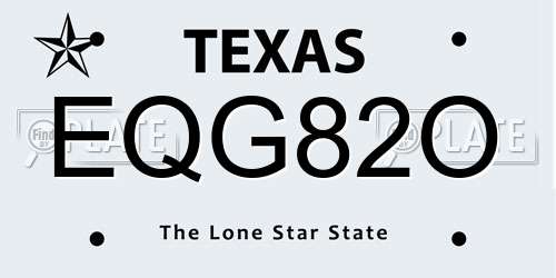 EQG82O Texas License Plate