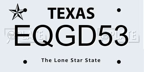 EQGD53 Texas License Plate