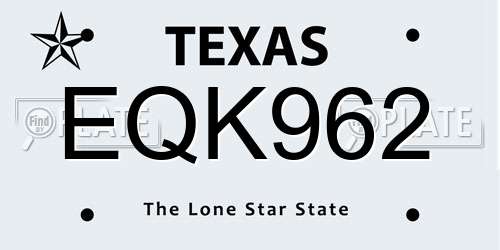 EQK962 Texas License Plate