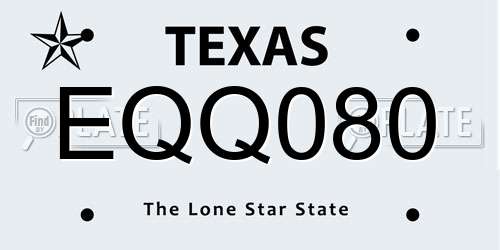 EQQ080 Texas License Plate