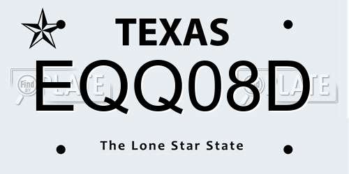 EQQ08D Texas License Plate