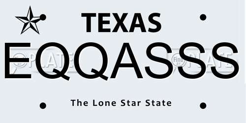 EQQASSS Texas License Plate