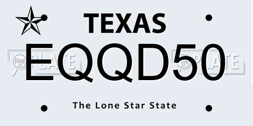 EQQD50 Texas License Plate