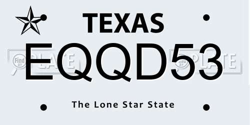 EQQD53 Texas License Plate
