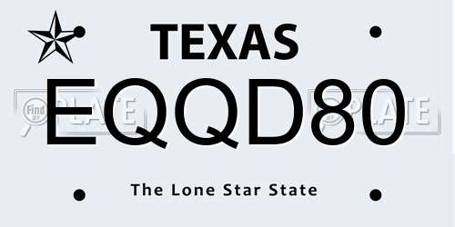 EQQD80 Texas License Plate