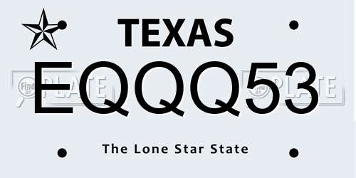 EQQQ53 Texas License Plate