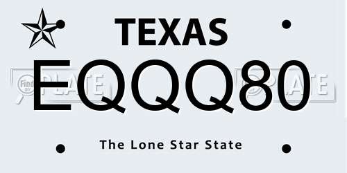 EQQQ80 Texas License Plate