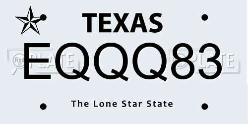 EQQQ83 Texas License Plate