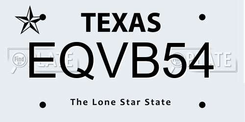 EQVB54 Texas License Plate