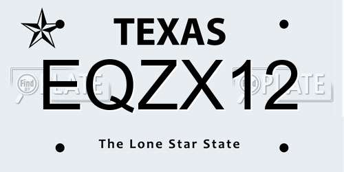 EQZX12 Texas License Plate