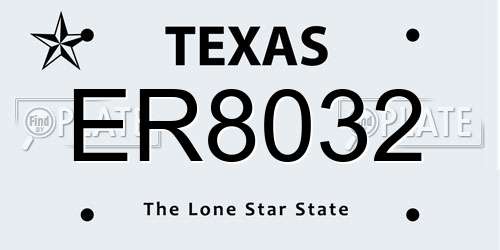 ER8032 Texas License Plate