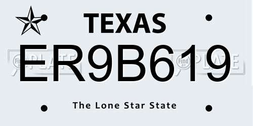 ER9B619 Texas License Plate
