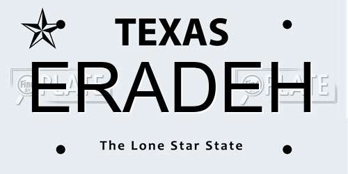 ERADEH Texas License Plate