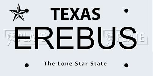 EREBUS Texas License Plate