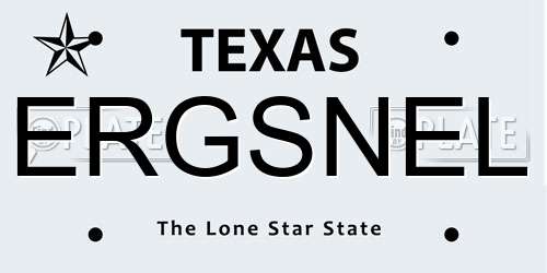 ERGSNEL Texas License Plate