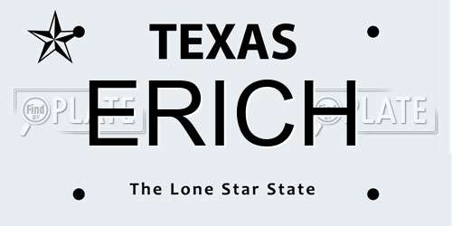 ERICH Texas License Plate