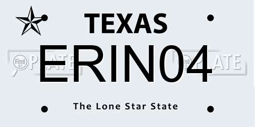 ERIN04 Texas License Plate