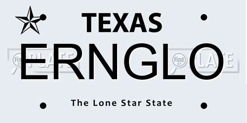 ERNGLO Texas License Plate