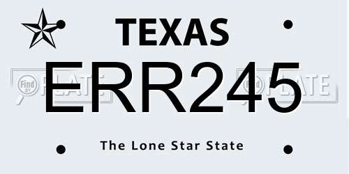 ERR245 Texas License Plate