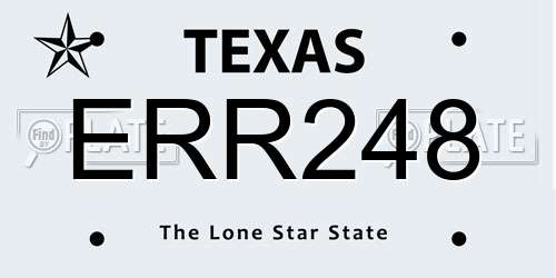 ERR248 Texas License Plate
